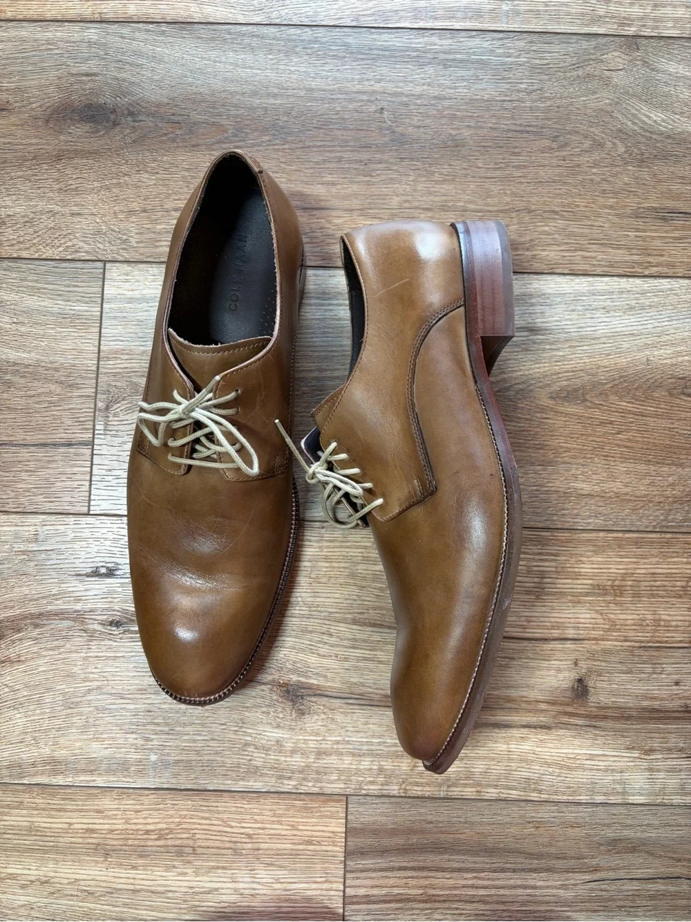 Cole Haan Men's Williams Plain Toe British Tan Leather Oxford Dress Shoes